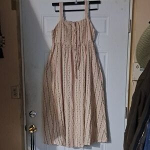 Listicle Blush and Cream Striped Midi Dress